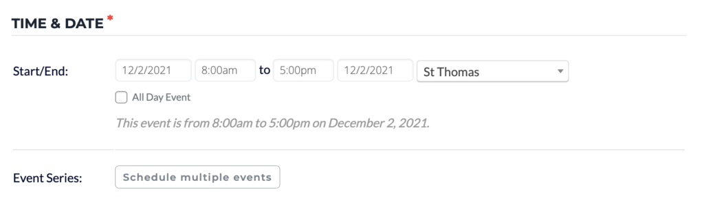How to create an event -- Date and Time