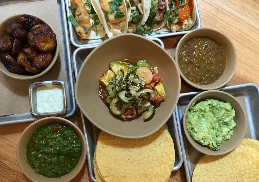 queso fresco guac and tacos salsa dip