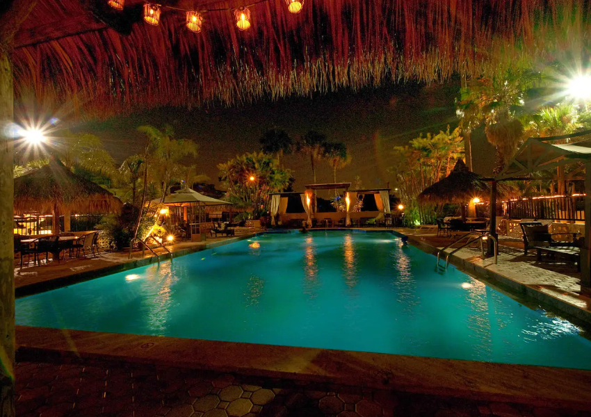 Night time pool